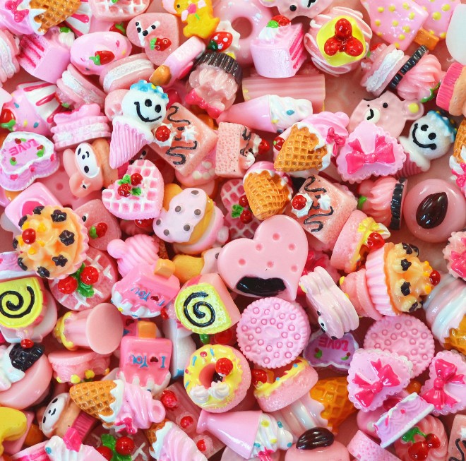 Miniatyr Deco Bakverk Rosa Mix 20-pack - Slime Dekorationer