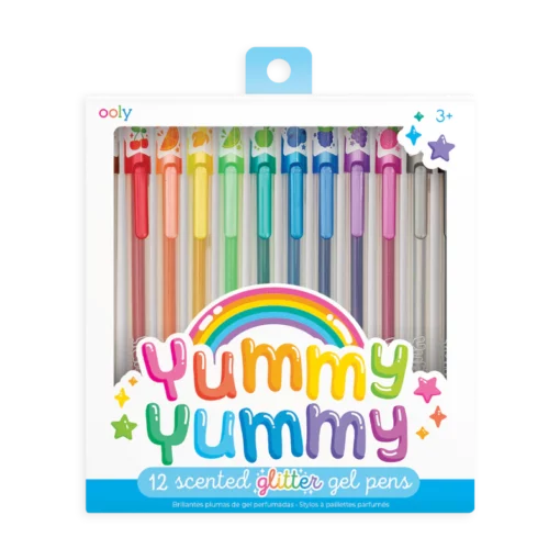 OOLY Luktpennor Fruktdoft Glitter Gelpennor Yummy Yummy Set om 12