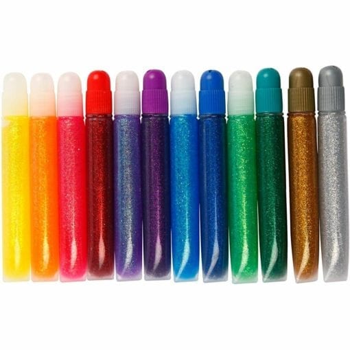 Glitterlim mixade färger 12-pack