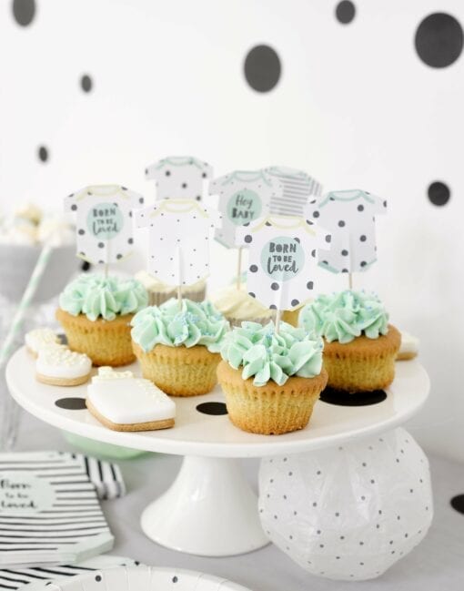 Canapéflaggor Body - Baby Shower Born To Be Loved