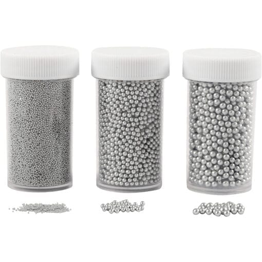 Pärlor Miniglaskulor Silver 3-pack