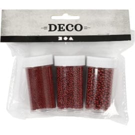 Pärlor Miniglaskulor Röd 3-pack