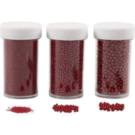 Pärlor Miniglaskulor Röd 3-pack