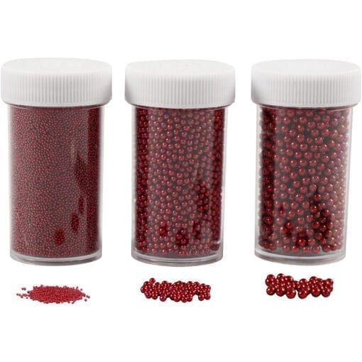 Pärlor Miniglaskulor Röd 3-pack