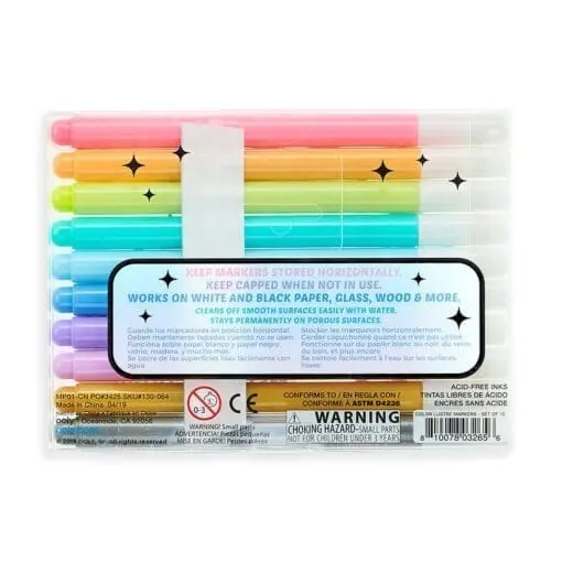 OOLY Color Lustre Metallic Brush Markers - set of 10