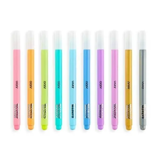 OOLY Color Lustre Metallic Brush Markers - set of 10