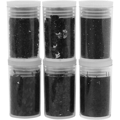 Glitter och Paljetter Svart 6-pack