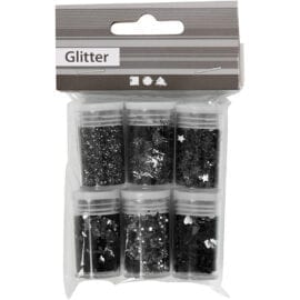 Glitter och Paljetter Svart 6-pack