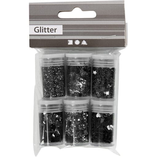 Glitter och Paljetter Svart 6-pack