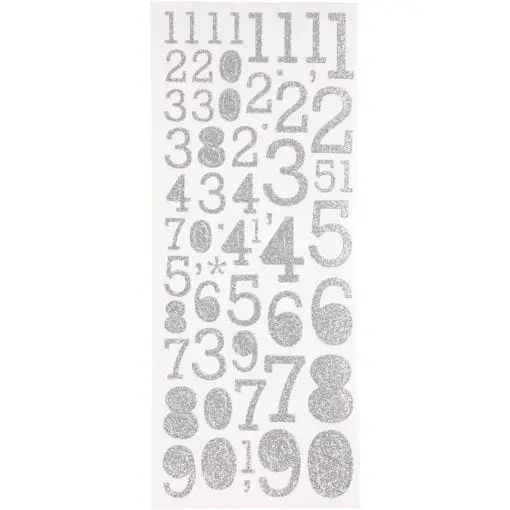 Stickers Siffror Silver