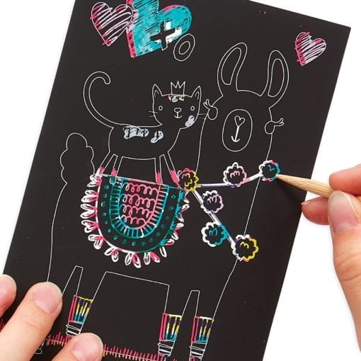 112414-1 OOLY Skrapmotiv Funtastic Friends Scratch & Scribble Mini Art Kit