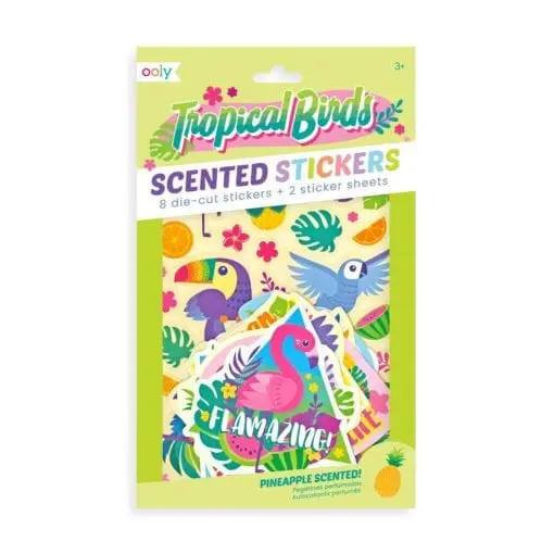 112427 OOLY Luktisar Tropical Birds Pineapple Scented Stickers