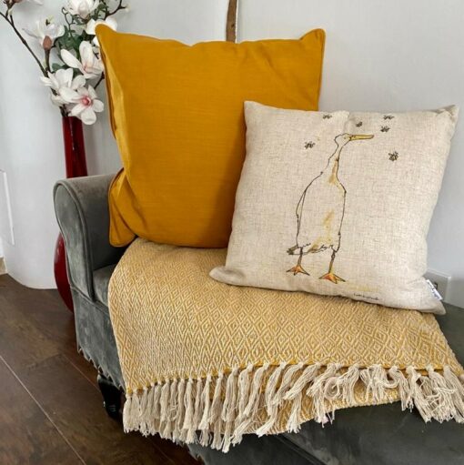 Sass & Belle Pläd Fiskbensmönstrad Senapsgul - Scandi Boho