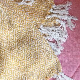 Sass & Belle Pläd Senapsgul Diamant - Scandi Boho