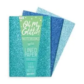112581- OOLY Anteckningsbok Glamtastic Glitter Blue - Set om 3
