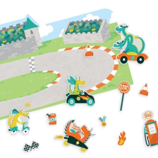 112613-1 OOLY Återanvändbara Klistermärken Dragon Racetrack Reusable Sticker Scenes