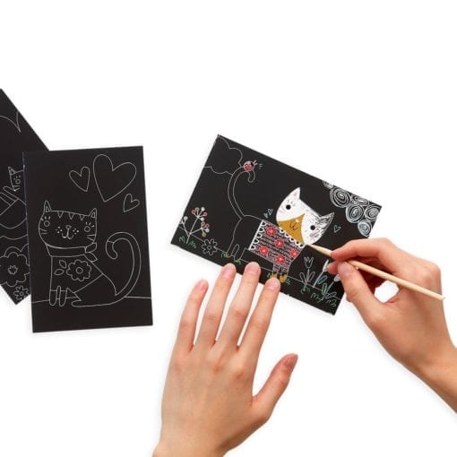 112621-1 OOLY Skrapmotiv Cutie Cats Scratch And Scribble Mini Art Kit