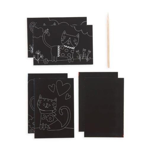 112621-2 OOLY Skrapmotiv Cutie Cats Scratch And Scribble Mini Art Kit