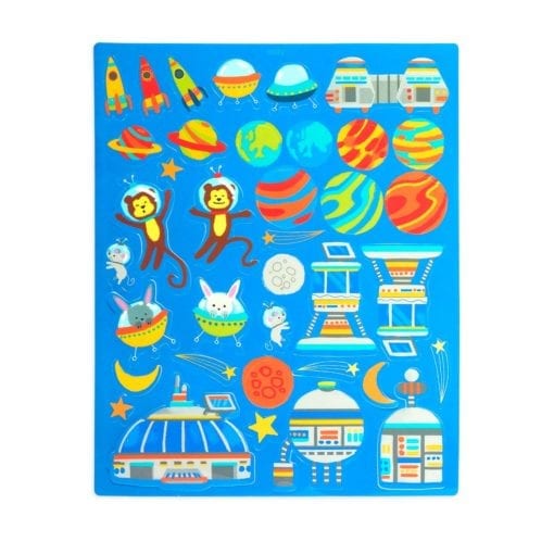 112657-8 OOLY Återanvändbara Klistermärken Space Critters Reusable Sticker Scenes