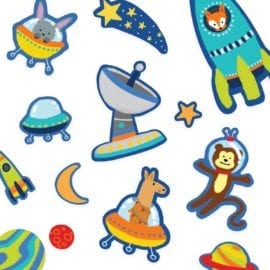 112657-9 OOLY Återanvändbara Klistermärken Space Critters Reusable Sticker Scenes