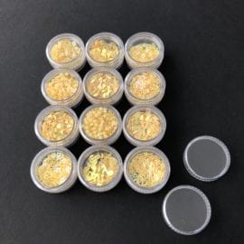 112678 Glitter & Paljetter Gul i Akrylburkar 12-pack