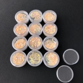 112682 Glitter & Paljetter Aprikos i Akrylburkar 12-pack