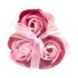 112741 Ancient Wisdom Tvålblommor 3 Rosa Badrosor Hjärtformad Ask