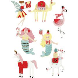 112833 3D-Stickers Flamingo, Lama, Sjöjungfru 7 St. 1 Ark