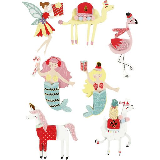 112833 3D-Stickers Flamingo, Lama, Sjöjungfru 7 St. 1 Ark