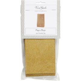 112844-1 Vivi Gade Design Presentpåse Guld Glitter 17x6x9 cm, 8 St.