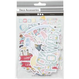 112848-1 Tags, Små Motiv i Utstansad Kartong Baby 15-125 mm, 120 g, 96 st