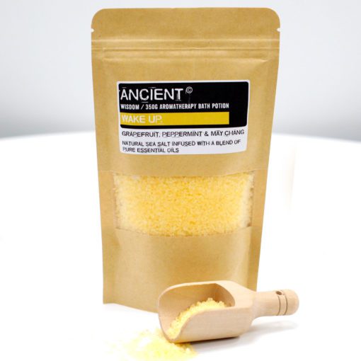 112981 Ancient Wisdom Badsalt Wake Up med Ren Eterisk Olja Grapefruit, Peppermint, May Chang 350 gram