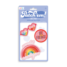 112990-1 OOLY Stryka-på-märke Patch 'em GRL PWR Iron on Patches - Set om 3