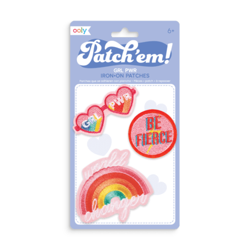 112990-1 OOLY Stryka-på-märke Patch 'em GRL PWR Iron on Patches - Set om 3