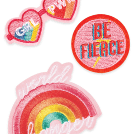 112990 OOLY Stryka-på-märke Patch 'em GRL PWR Iron on Patches - Set om 3