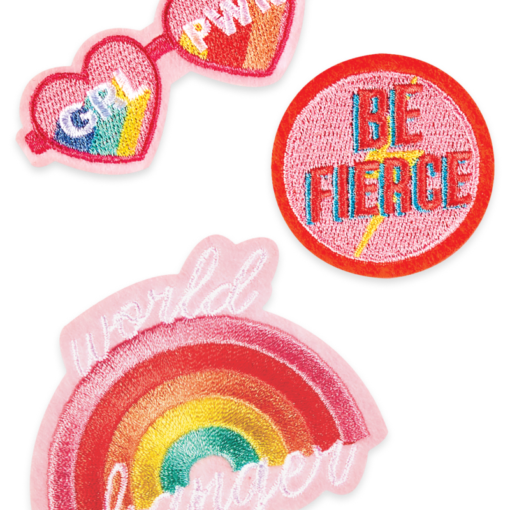 112990 OOLY Stryka-på-märke Patch 'em GRL PWR Iron on Patches - Set om 3
