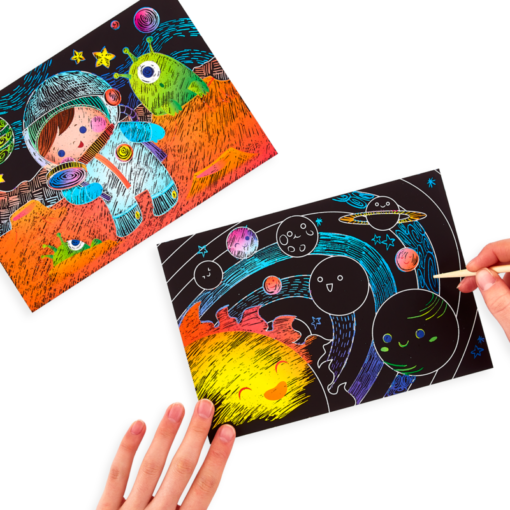 113083 OOLY Skrapmotiv Space Explorer Scratch And Scribble