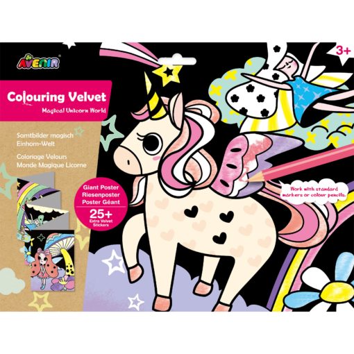113121-2 AVENIR Färgläggningsaffisch Giant Poster Colouring Velvet Magical Unicorn World
