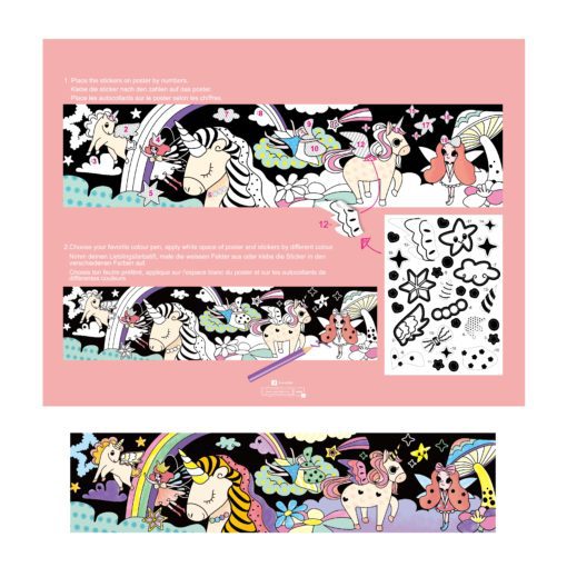 113121-4 AVENIR Färgläggningsaffisch Giant Poster Colouring Velvet Magical Unicorn World