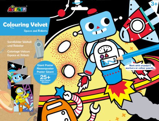 113124-2 AVENIR Färgläggningsaffisch Giant Poster Colouring Velvet Space and Robots 126x29.5 cm