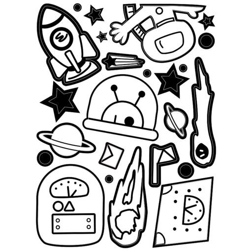 113124 AVENIR Färgläggningsaffisch Giant Poster Colouring Velvet Space and Robots 126x29.5 cm
