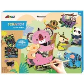 113125 AVENIR Skrapmotiv Scratch & Create Art Joint Puppets Forest Animals1