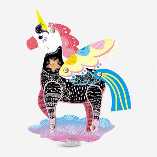 113127-5 AVENIR Skrapmotiv Scratch & Create Art Joint Puppets Unicorns