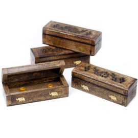 113215-2 Ancient Wisdom Rökelsebrännare Incense Cone Smoke Box Mango Wood