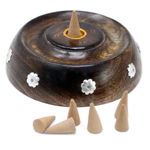 113217-1 Ancient Wisdom Asksamlare 2in1 Cone & Stick Burner Mango Wood