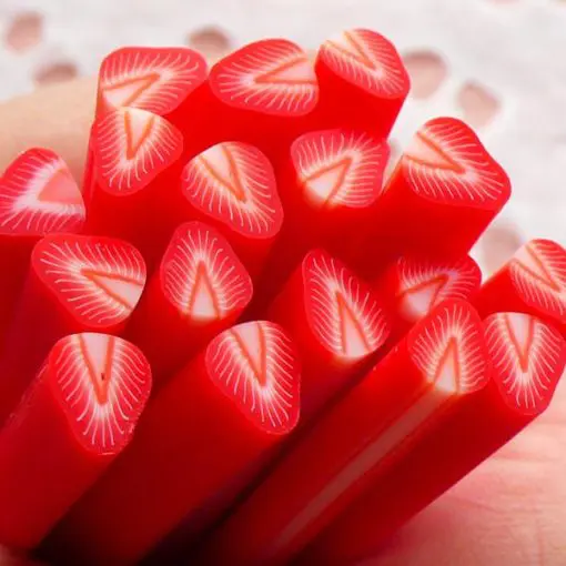 113268-10 Miniatyr Deco Jumbo Strawberry Fimo Slices