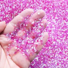 113252-4 Pärlor Iridescent Bingsu Beads - Fuschia