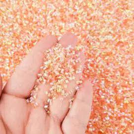 113252-3 Pärlor Iridescent Bingsu Beads - Rosa Guld