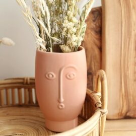 Sass & Belle Vas Rosa Abstrakt Ansikte – Plaster & Clay