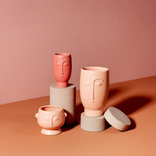 Sass & Belle Vas Abstrakt Ansikte – Plaster & Clay